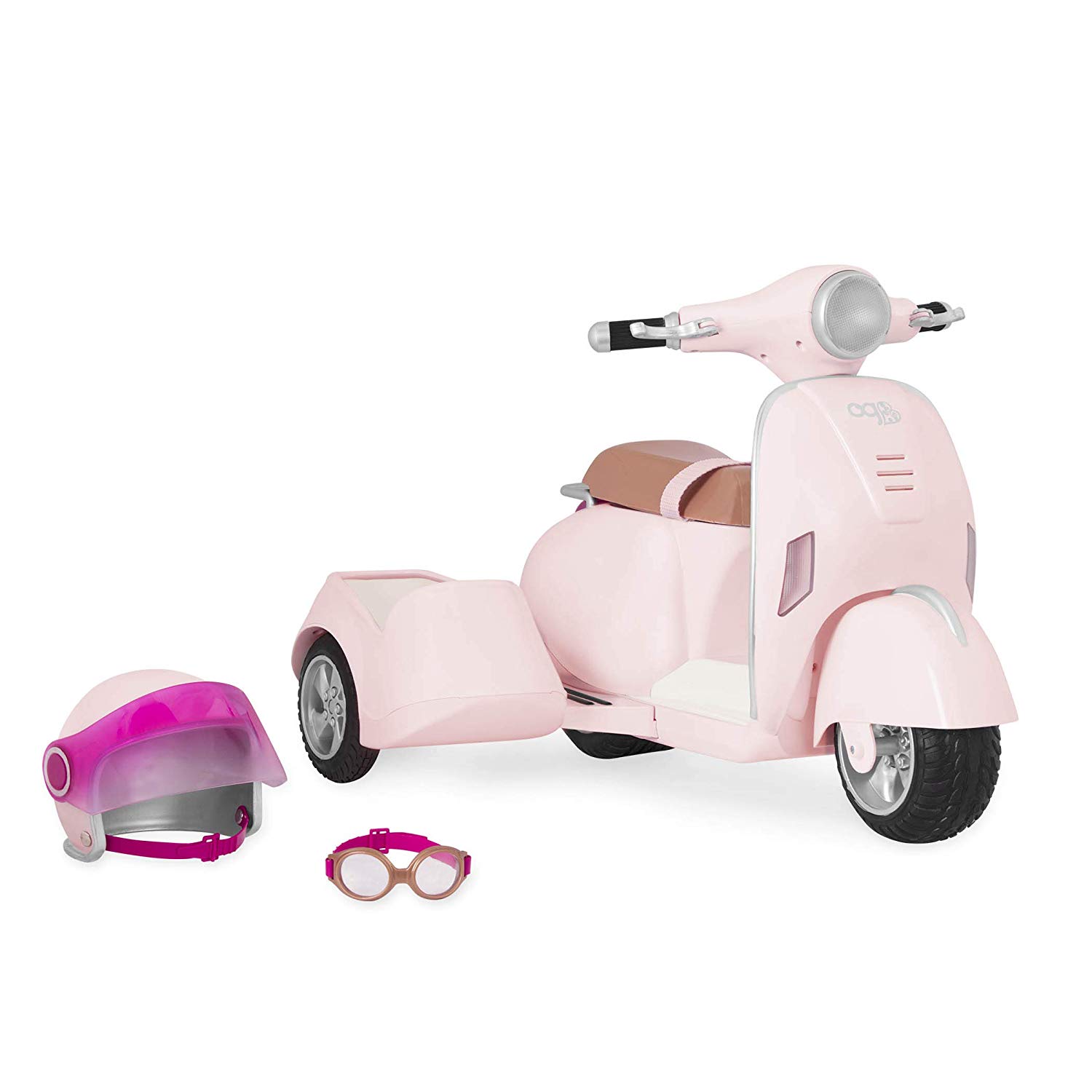 Our Generation - OG Ride Along Scooter - Vehicle Playset - Helmet & Sidecar - 18-Inch Doll Accessories