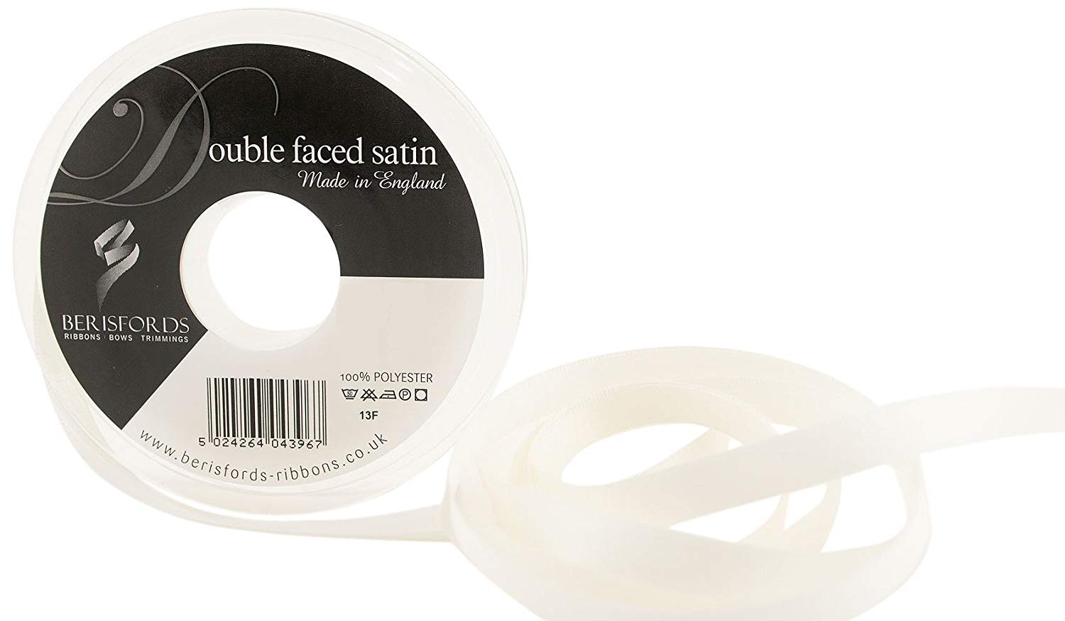 Berisfords Ribbon, 419 Bridal White, 20 m, 10 mm