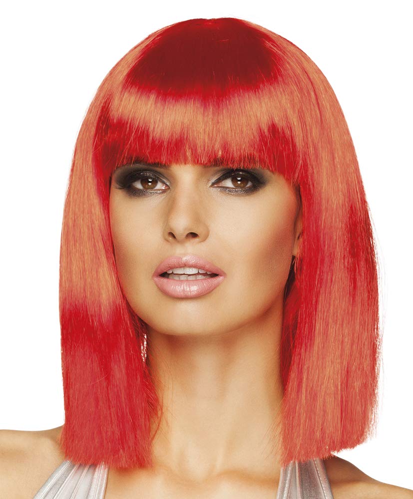 Smiffys Glam Wig, Neon Red Short, Blunt with Fringe, Ladies Glamour Wigs Fancy Dress, Adult Dress Up Wigs - Image 2