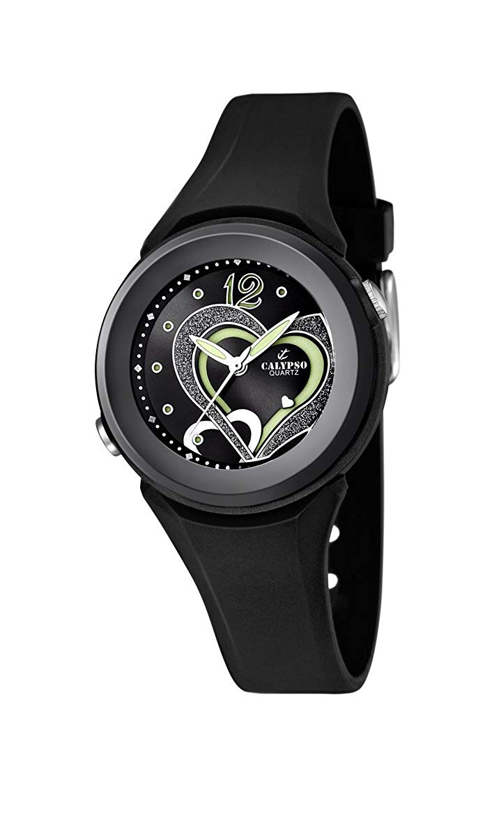 Calypso Women's Quartz Watch with Black Dial Analogue Display and Black Plastic Strap K5576/6