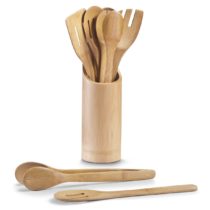 Zeller 25274 Kitchen Utensil Holder 9 cm (D) x 33 cm (H) 7-Piece Set Bamboo