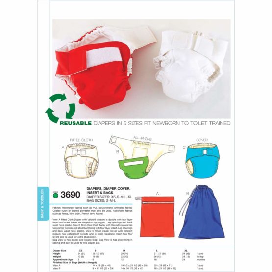 KWIK-SEW PATTERNS K3685OSZ Size 28 x 52-inch Crib Comforter/Skirt/Fitted Sheet/Bumper Pad and Diaper Stacker, Pack of 1, White, S-M-L-XL-XXL - Image 3
