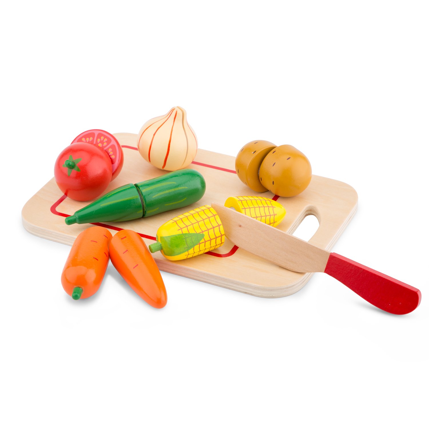 New Classic Toys 10577 Wooden Pretend Play Toy for Kids Multi Color, Vegetables Board, Beige - Image 2