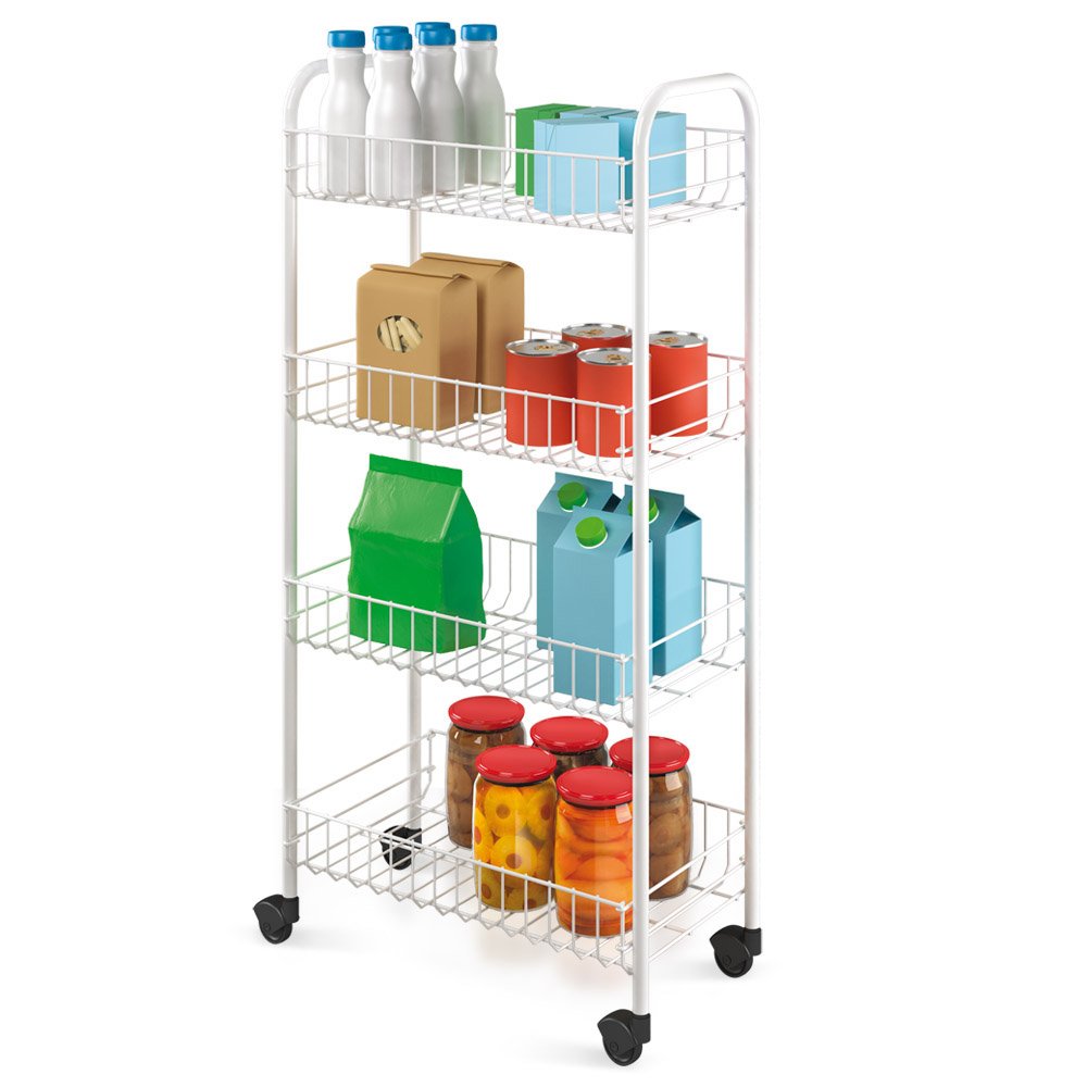 Metaltex Service Trolley Pisa with 4 Stages, Metal, White, 41 x 23 x 84 assembled