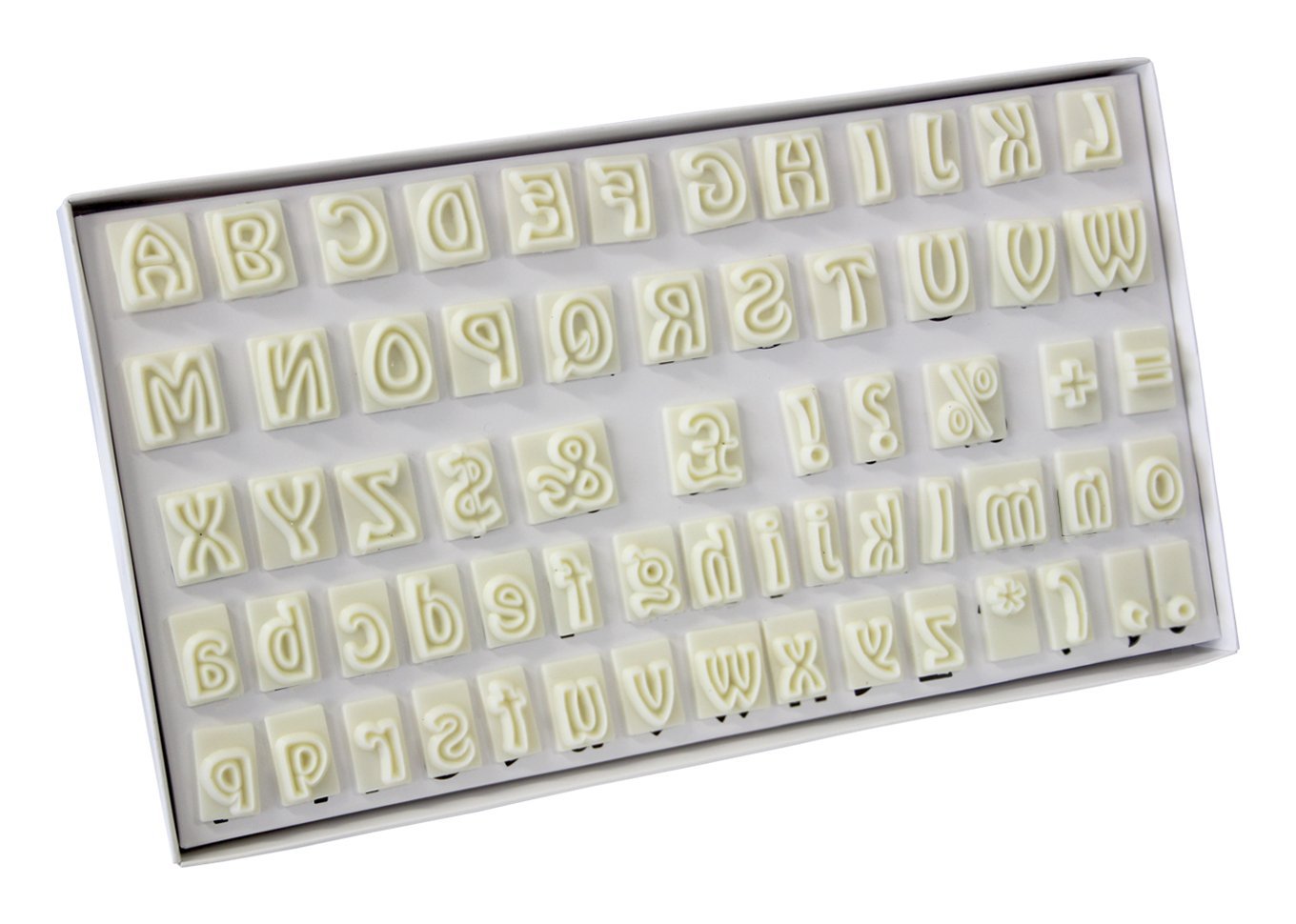 PME 43-7007 JEM Alphabet Cutters for Sugarcraft and Cake Decorating, Set of 64 White, Standard
