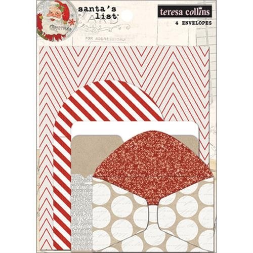Teresa Collins Designs Santas List Envelopes, Multicolour