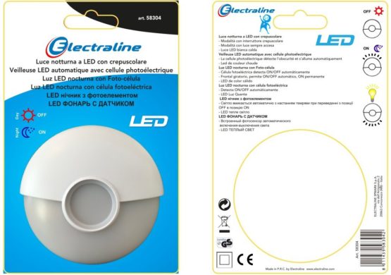 Electraline 58304 LED Night Light with Twilight Sensor, White/Transparent - Image 2