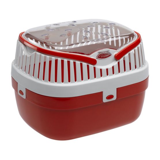 Ferplast Guinea Pig and Other Rodent Carrier ALADINO Medium Travel Cage for Small Animals, Rodents, Guinea Pigs, Sturdy Plastic, Ventilation Grids, Comfortable Handle, 30 x 23 x h 21 cm Red