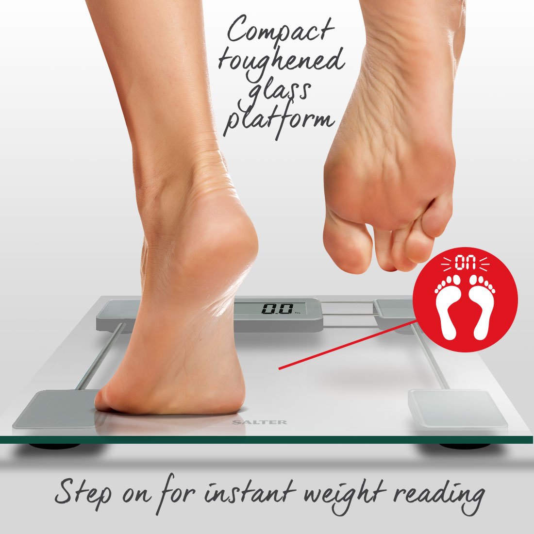Salter 9081 SV3R Glass Bathroom Scale, Electronic Digital Bodyweight Scale, 150kg/23st 8lb, LCD Easy to Read Display - Image 4