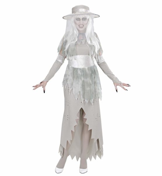 WIDMANN 98982 Adults Ghost Lady Costume Dress with Hat, Cape, Belt and ...