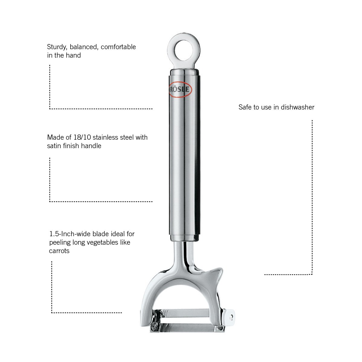 Rosle Stainless Steel Swivel Peeler Crosswise, 17 cm, 4 cm - Image 4