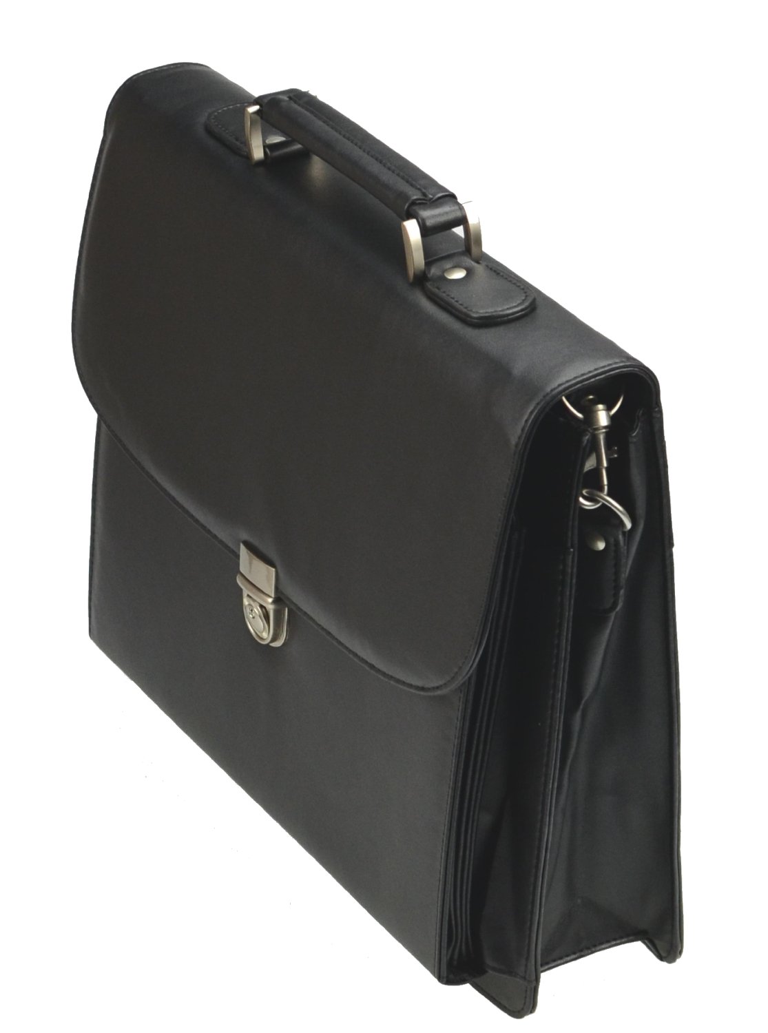 ALASSIO Forte Briefcase with Shoulder Strap 5 Document Sections Leather-look Black Ref 92011 - Image 4