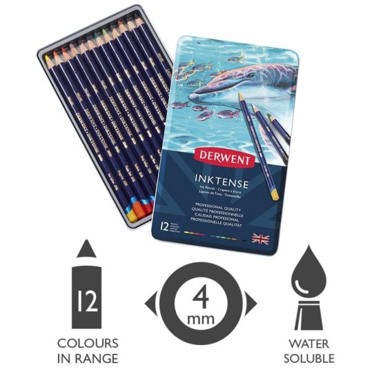 Derwent Inktense Permanent Watersoluble Pencils, Drawing & Painting, Set Of 12, Ideal For Layering & Use On Fabrics, Professional Quality, 0700928 - Image 2