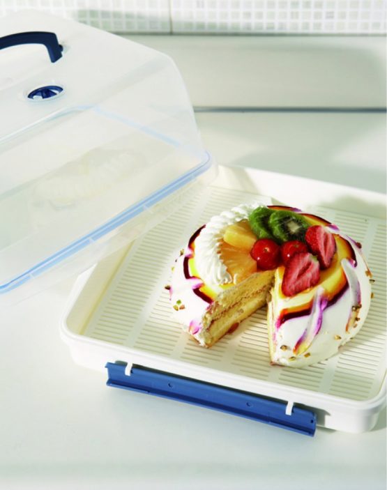 Lock & Lock Square Cake Box-Clear/Blue, 12.6 L - Image 2