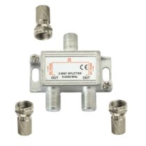 ASCL 2 Way Indoor TV Aerial Splitter with F Plug - Silver