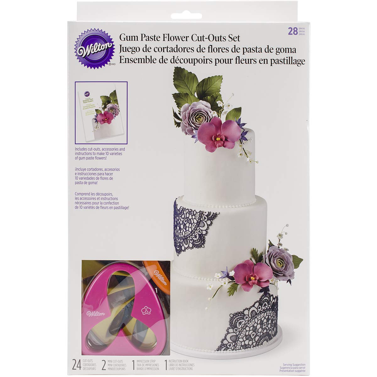 Wilton 2109-7987 Gum Paste Flower Cutter Set, Plastic, Multicoloured, 28 Pieces, Silver