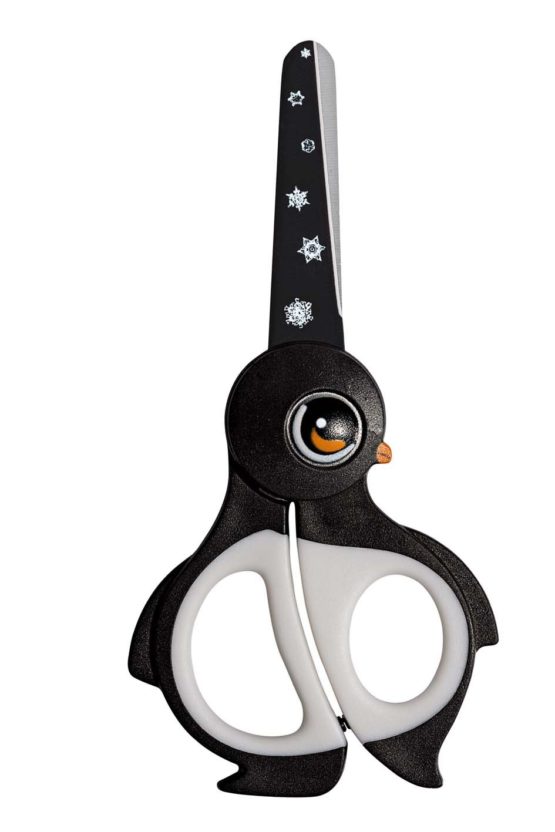 Wedo 736003 Children's Scissors Craft Scissors Stainless Steel Blunt Tips Soft Griffeinlagen Ekky, 13 cm, Black/White