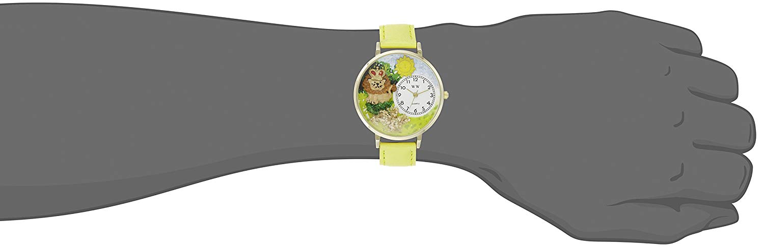 Whimsical Watches Lion Yellow Leather and Goldtone Unisex Quartz Watch with White Dial Analogue Display and Multicolour Leather Strap G-1610006 - Image 2