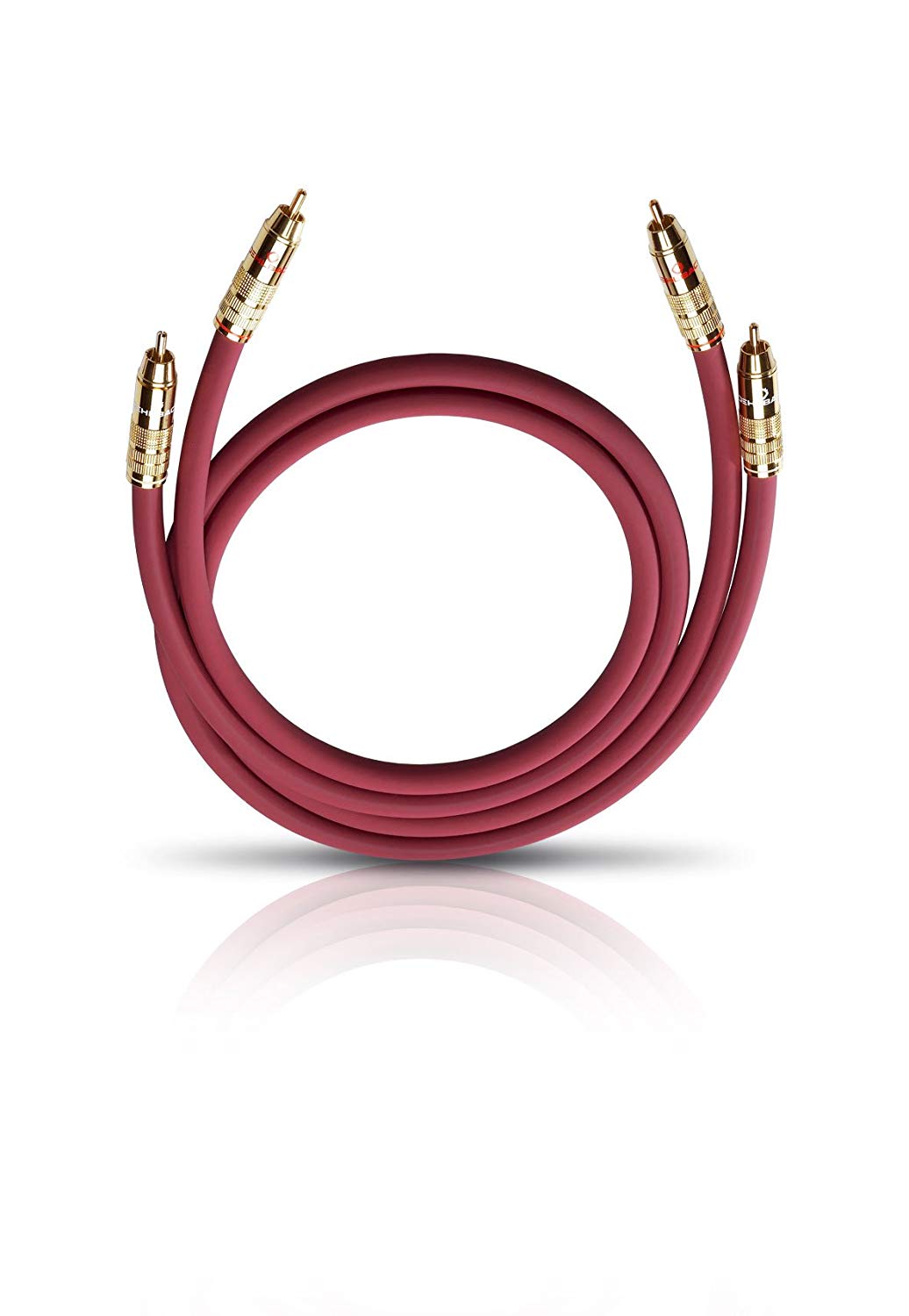 OEHLBACH NF 214 Master 100, Stereo Audio RCA Cable Set, Multiple Shielding Silver-Plated Copper, 2 x 1 m, Bordeaux