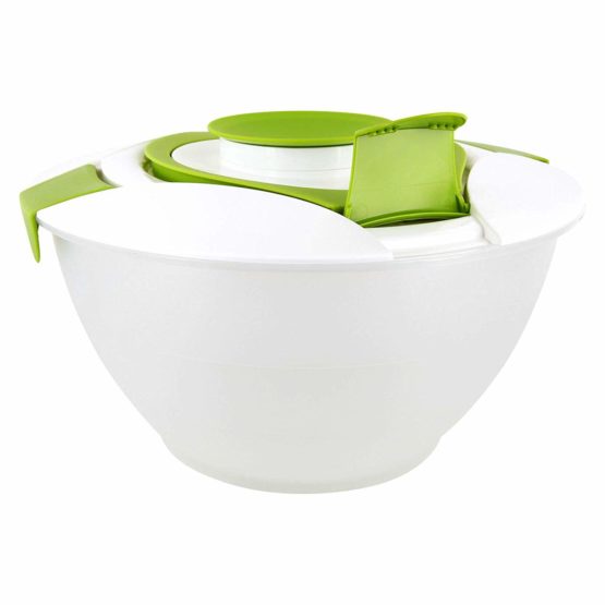 Westmark Salad Butler Bowl With Handles And Dressing Container, Volume: 6.5 Litres, Plastic, Praktika, Transparent/White/Green, 2422227A - Image 3