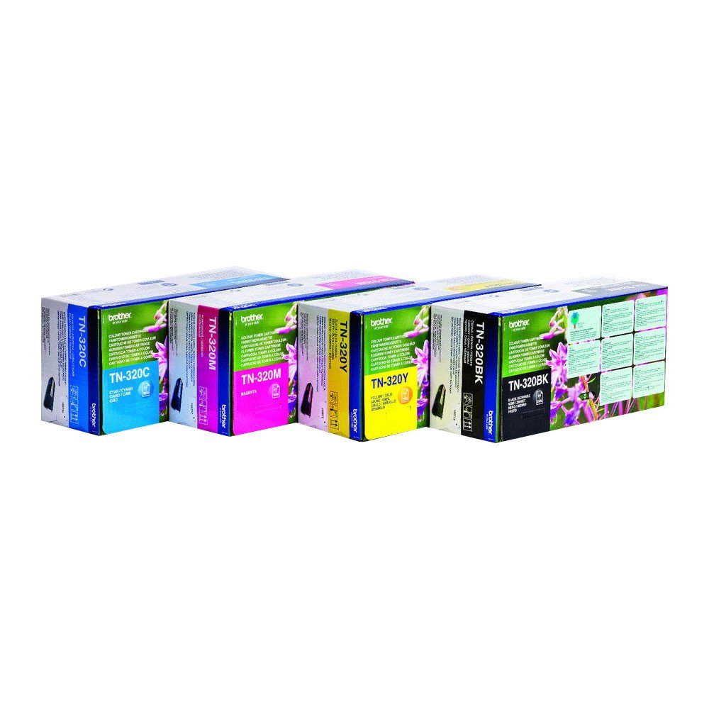 Brother TN-320BK/TN-320C/TN-320M/TN-320Y Toner Cartridges, Black/Cyan/Magenta/Yellow, Multi-Pack, Standard Yield