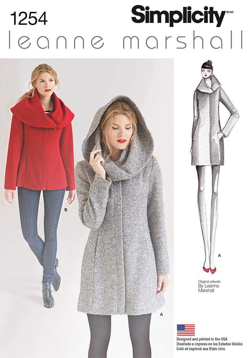 Simplicity 1254Women's Leanne Marshall Easy Lined Coat or Jacket, White, D5 (4-6-8-10-12)