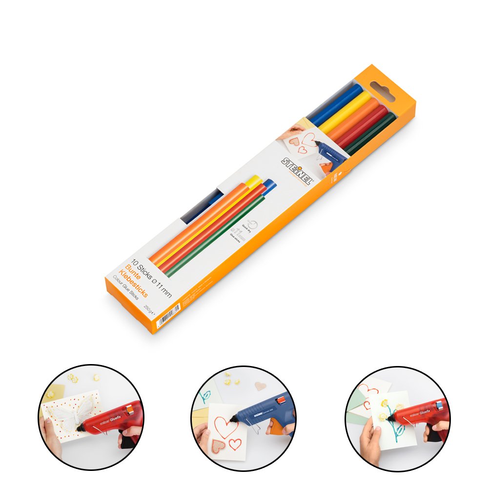 Steinel Colour glue sticks 11 mm, 10 coloured sticks, 250 g, colourful hot melt adhesive for creative crafting - Image 3