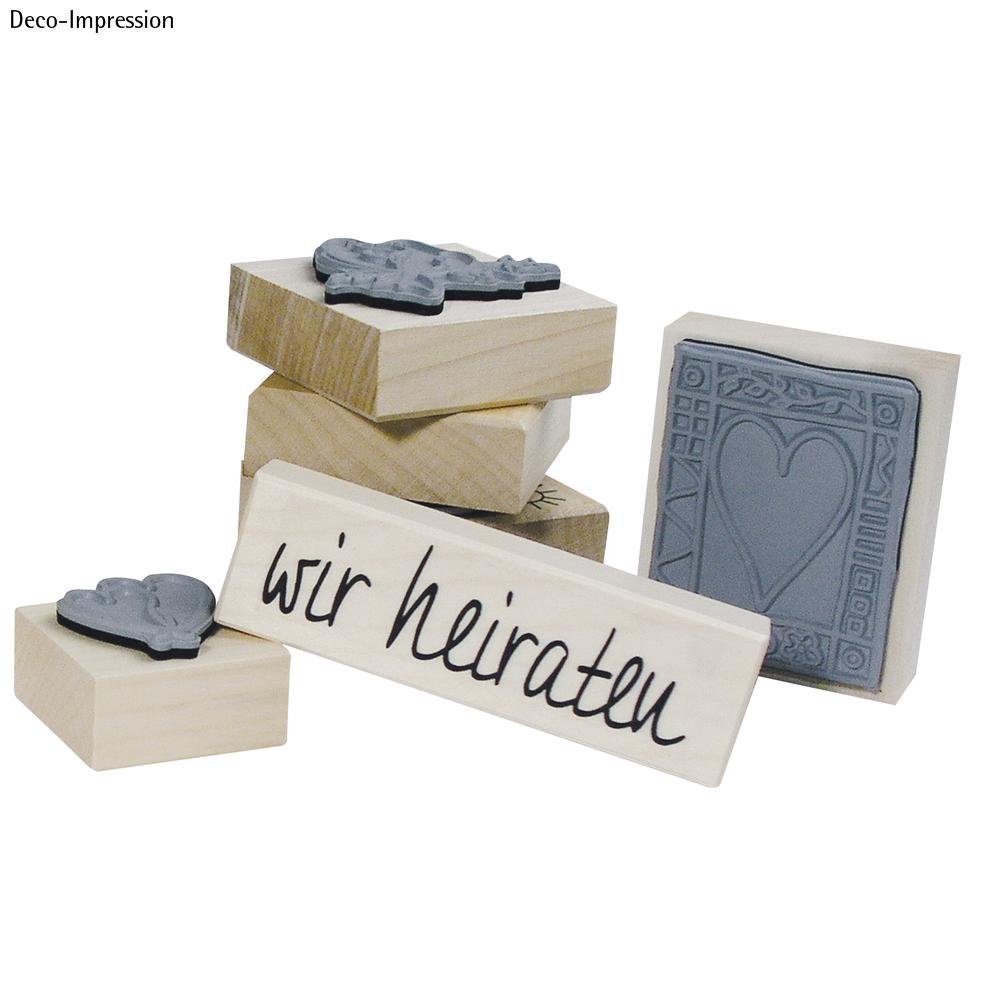 Rayher Wooden Rubber Stamp for DIY Thank You Notes, Rectangular, 3x6cm, Wood Base, Rubber Design, Butterer - Image 2