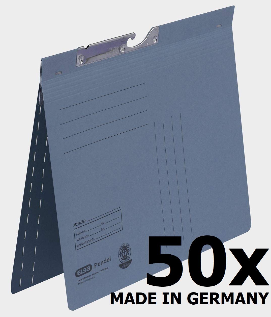 Elba 90451BL Suspension File Manila Cardboard Recycled Material 250 g/m² Commercial Binding and Slit Pack of 50 Blue