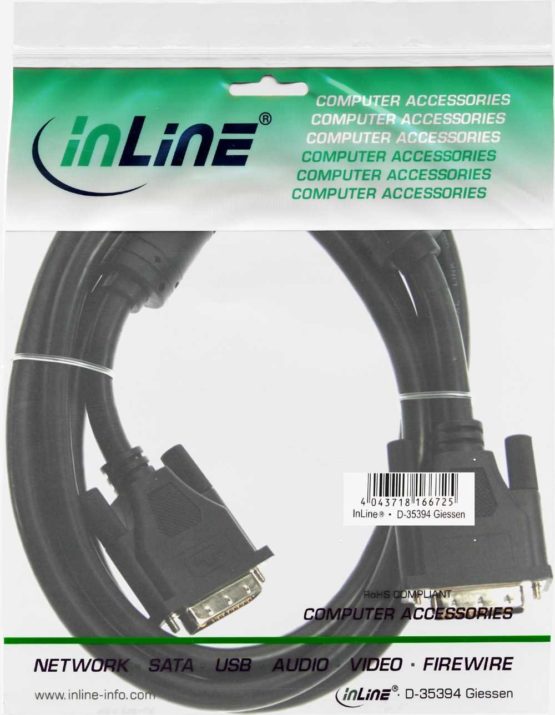 InLine® 5m 18+1 Male to Male Single Link DVI-D Cable with 2 Ferrite Cores - Image 2