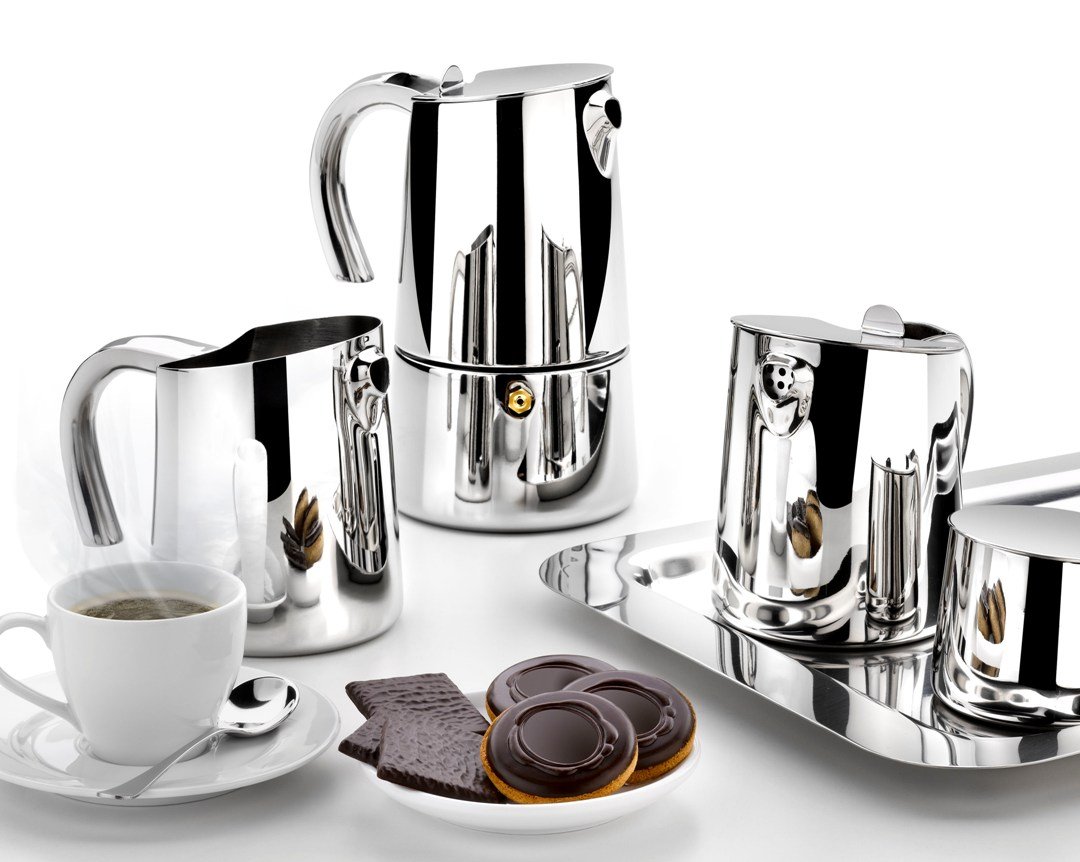 Braisogona Bella Stainless Steel Coffee Maker, 4 Cups, Silver - Image 2