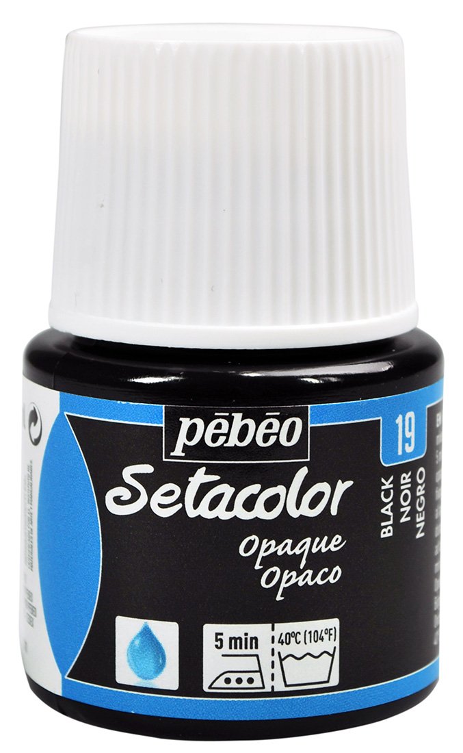 PEBEO 295-019 Setacolor Opaque Fabric Paint Bottle, Black Lake, 45-Milliliter, 45 ml (Pack of 1)