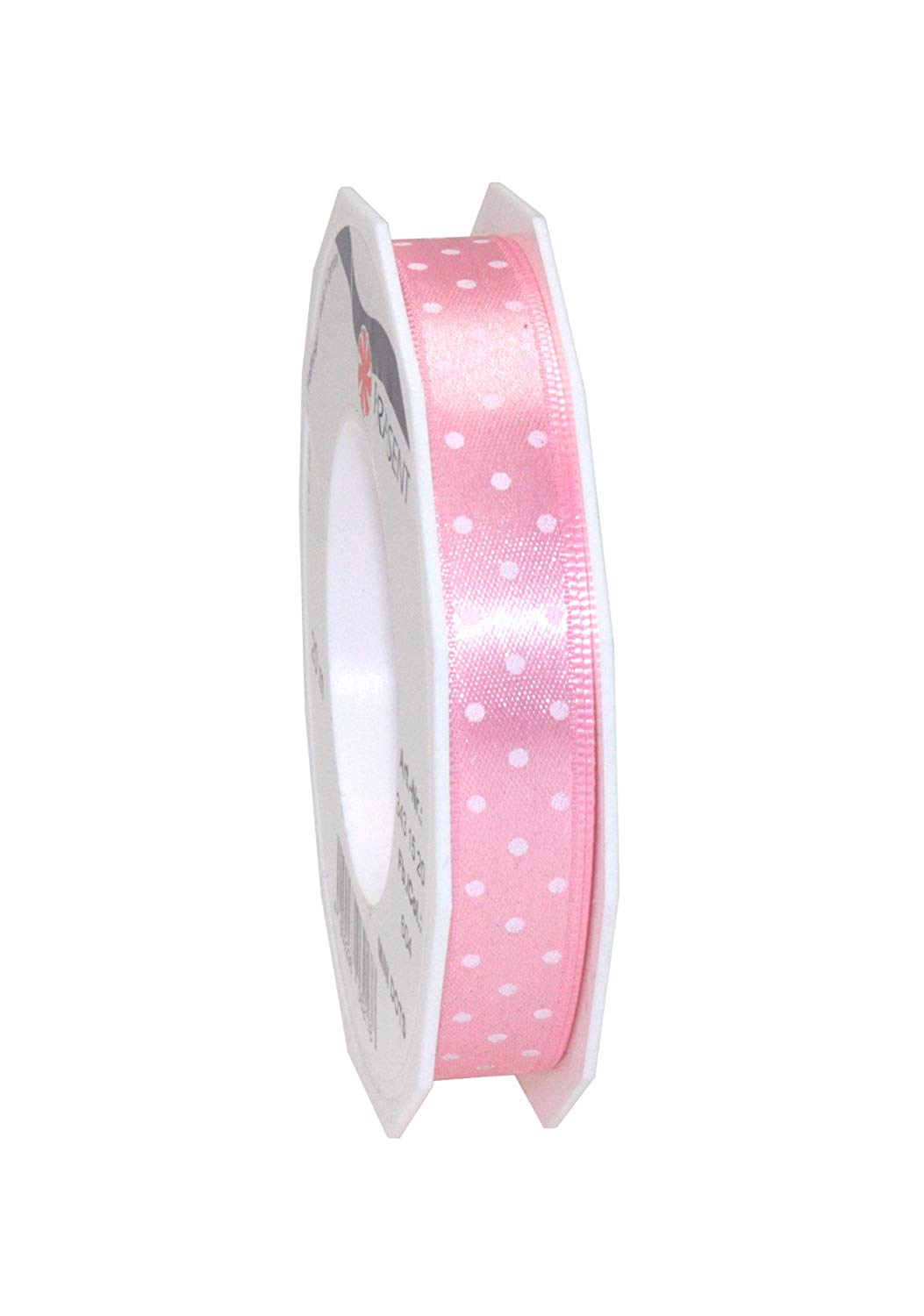 C.E. Pattberg Präsent - Mini Dots Printed Satin Ribbon Light Pink 15 mm width, 20 m length, Taupe, 15mm - 20m