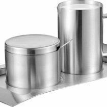 Esmeyer Sugar & Milk Set Wave 4-pcs. of Stainless Steel Brushed, Silver, 26.3 x 15 x 7.6 cm