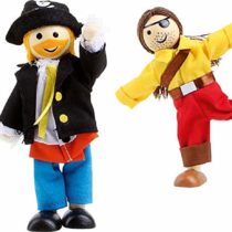 small foot 1955 pirate minidolls in set of 6, made of wood, pirate dolls with movable limbs, from 3 years