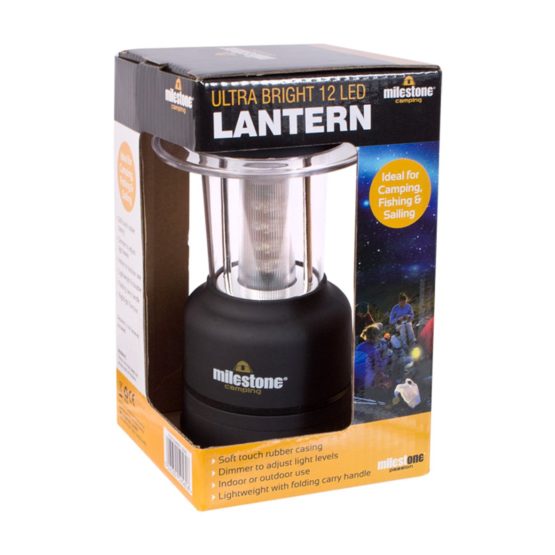 Milestone Camping 52560 Ultra Bright 12 LED Lantern / Built-In Compass / Dimmer Functionality / Sailing, Fishing Or Camping Lantern / Battery Operated / 20cm Tall - Image 2