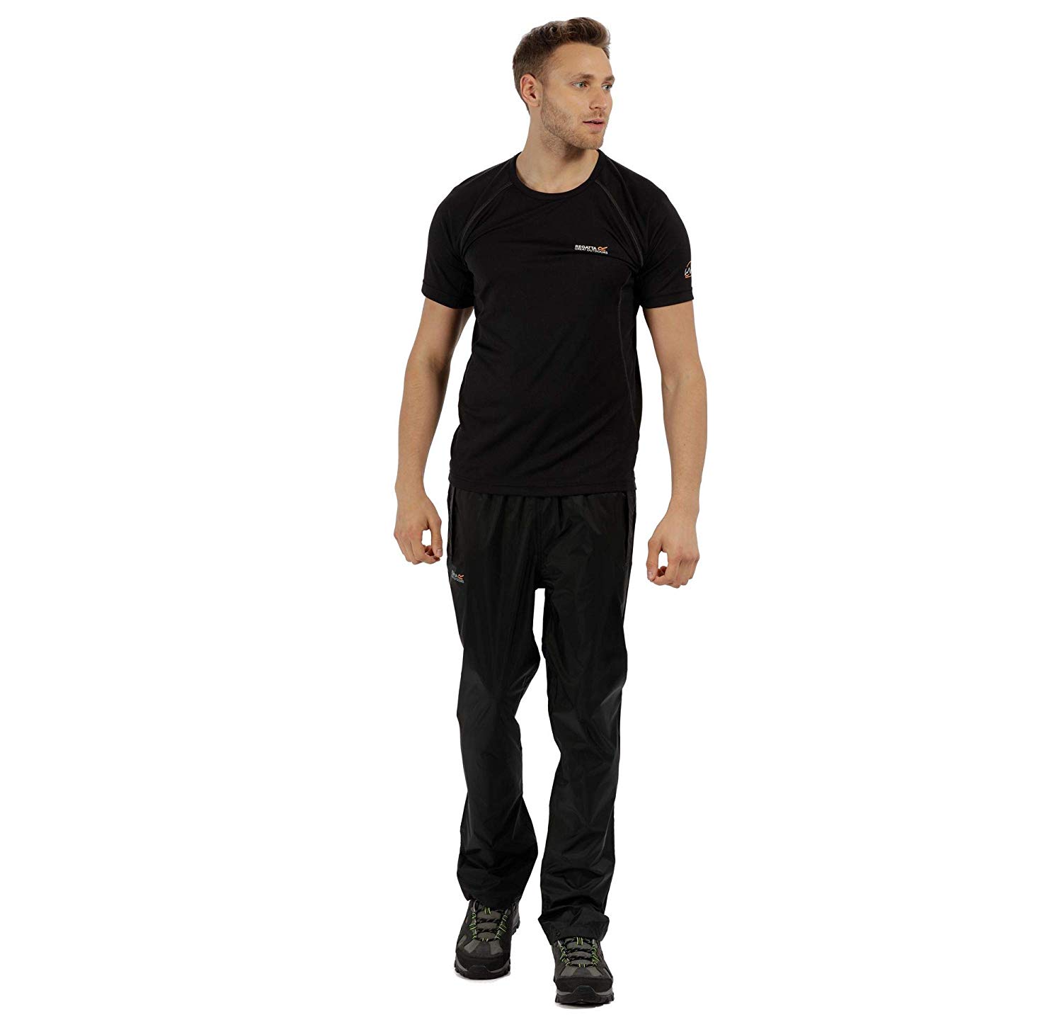 Regatta Men's Pack-it Waterproof Outdoor Overtrousers & Pack-Away Bag Hiking Lightweight Breathable Black - Image 4