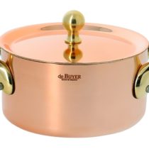 DE BUYER Copper/Stainless Steel Mini Stewing Pot with Lid, 10 cm, Brown