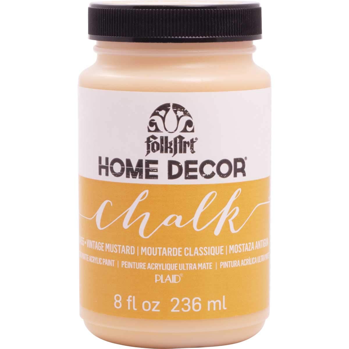 Plaid:Craft Folkart Home Decor Chalk Paint 8 Oz-Vintage Mustard, Yellow