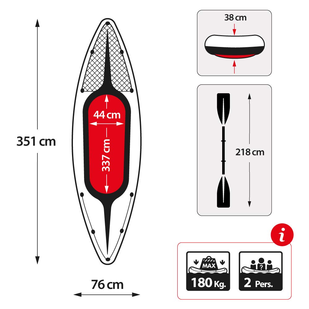 Intex Challenger K2 Kayak, Inflated size: 351cm x 76cm x 38cm (68306NP), 30" by 15" by 138", Green/Black - Image 4