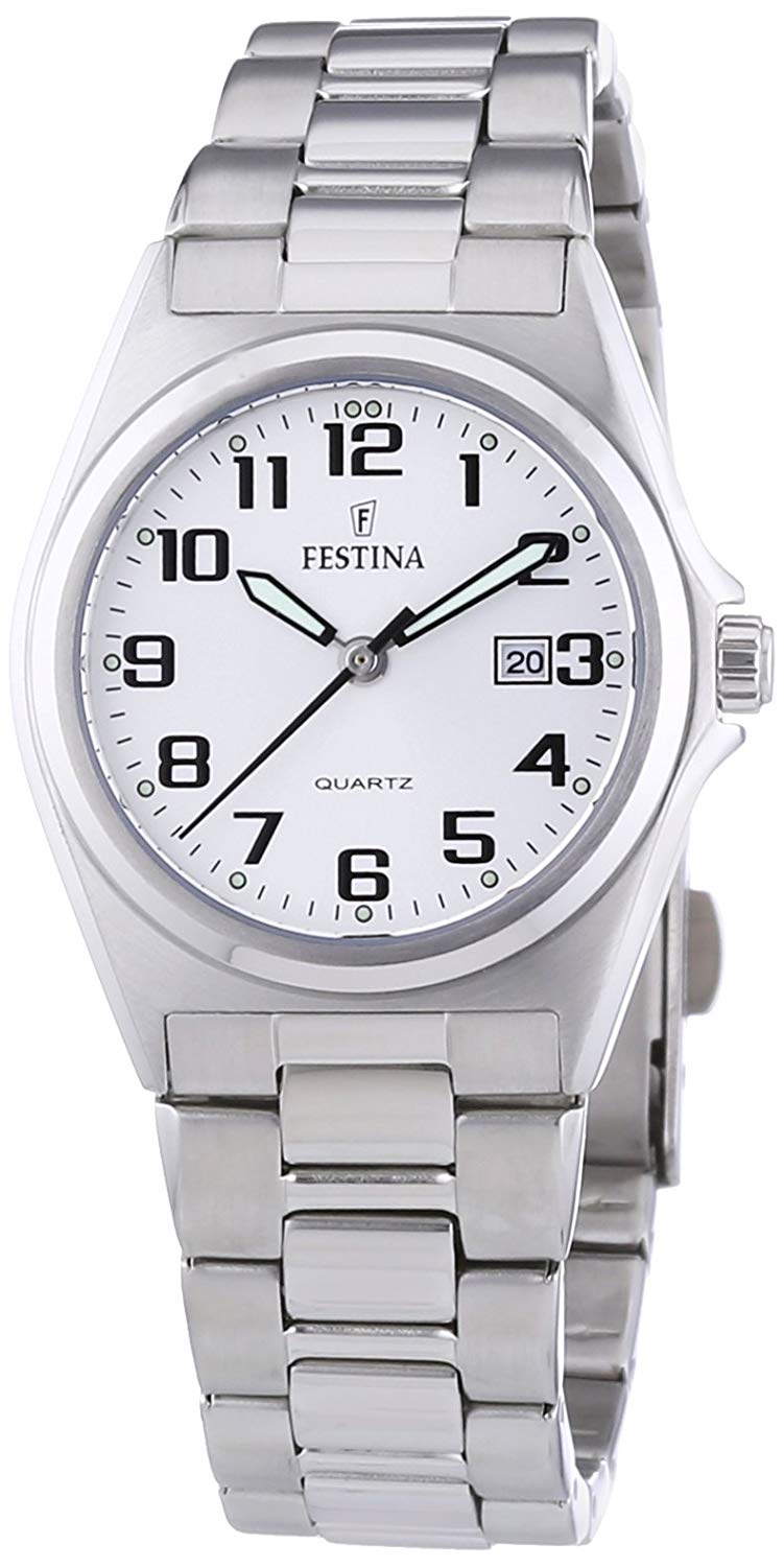 Festina Ladies Watch F16375/9 With Steel Strap, White/Silver