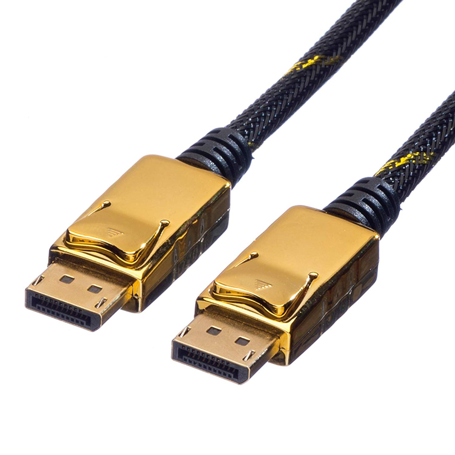 ROLINE GOLD Displayport Cables Transfer of monitor • Beamer • Graphics card Nylon sheath in black DP M / M Plu