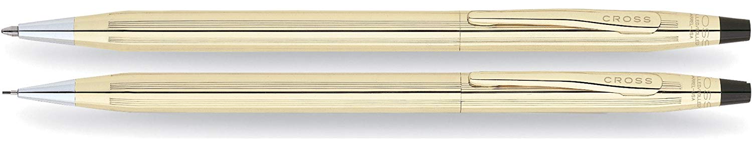 CROSS Classic Century Ballpoint pen & Pencil Set, 10K Gold Filled, Polished, 10CT Filled/Rolled Gold, 2 count (Pack of 1)