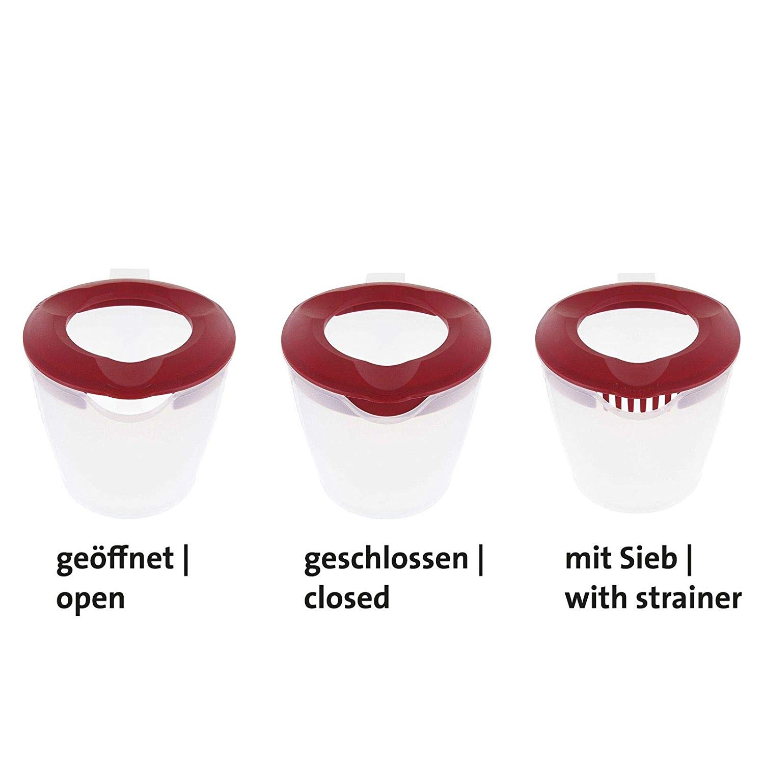 Westmark Mixing Jug with Splash Guard, Lid and Spout, Plastic, Capacity: 1.4 Litres, Helena, Transparent/Red, 3105227R - Image 3