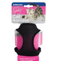 Ancol Soft Mesh Cat Harness and Lead Set. MEDIUM/ 15cm length. Black