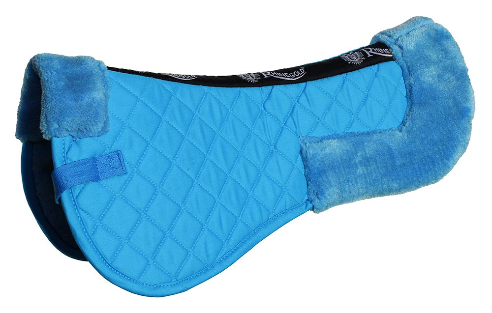 Rhinegold COTTON HORSE RIDING SADDLE PAD, Luxury Equestrian Cotton Pad Saddle with Faux Fur