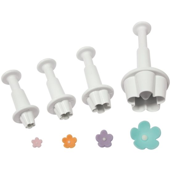PME FB550 Blossom / Forget Me Not Plunger Cutters, Small, Medium, Large, X-Large Sizes, Set of 4