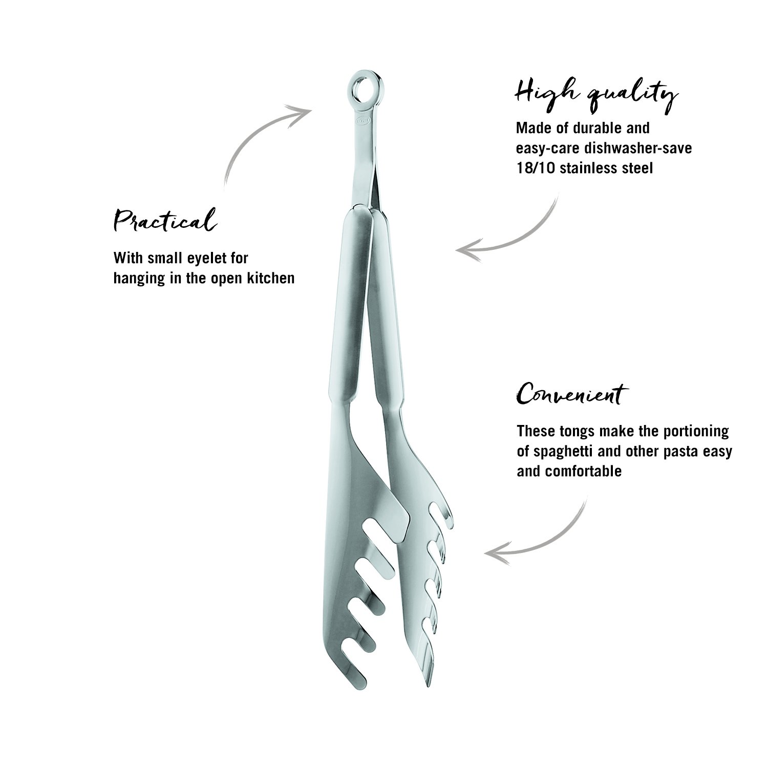 Rösle Stainless Steel Spaghetti Tongs, 12.2" - Image 2