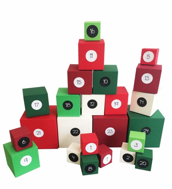 Buntbox 26231 Colour Cube Advent Calendar 24 Cube Boxes with Number