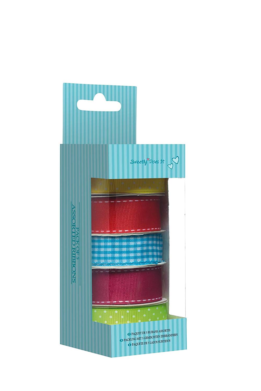 KitchenCraft Sweetly Does It Cake Ribbon, Fabric, Multi Colour, Set of 5 Bright Ribbons for Crafts Cakes and Gifts - Image 2